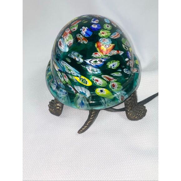 Murano Style Millefiori Glass Turtle Night Light Lamp Colorful Art Glass Decor - Picture 5 of 12